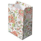 Peach Flowers and Hummingbird Medium Gift Bag Medium Cadeauzakje (Voorkant Gekanteld)