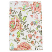 Peach Flowers and Hummingbird Medium Gift Bag Medium Cadeauzakje (Voorkant)