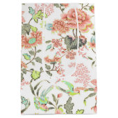 Peach Flowers and Hummingbird Medium Gift Bag Medium Cadeauzakje (Achterkant)