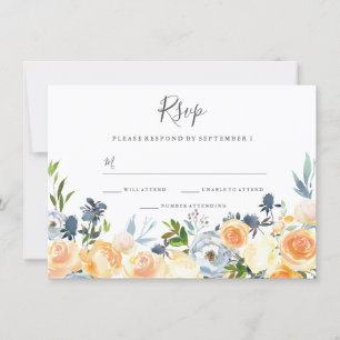 Peach Flowers Elegant Wedding nodigt RSVP uit Kaart