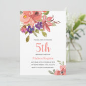 Peach Flowers Enfants Anniversaire Invitation (Debout devant)