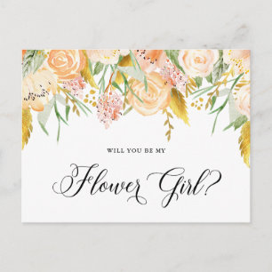 Peach Flowers Gold zal je Bloemenmeisje Kaart zijn