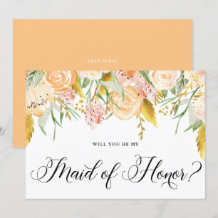 Peach Flowers Gold zal je zijn mijn dienstmeisje Kaart