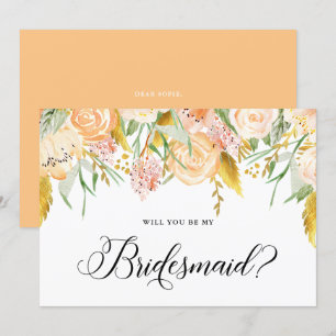 Peach Flowers Gold zal mijn Bridesmaid Kaart zijn