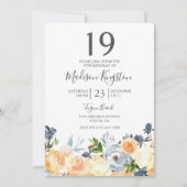 Peach Flowers Jolie 19e anniversaire Invitation de (Devant)