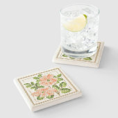 Peach Flowers Needlepoint Style Onderzetter (Zijkant)