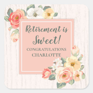 Peach Flowers Retirement Party Favoriet Label