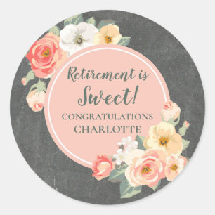 Peach Flowers Retirement Party Favoriet Label