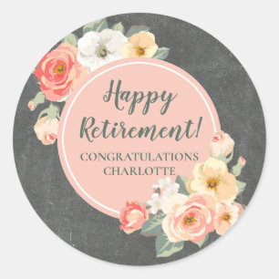 Peach Flowers Retirement Party Favoriet Label