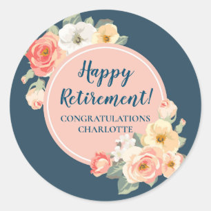 Peach Flowers Retirement Party Favoriet Label