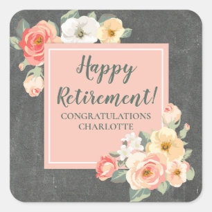 Peach Flowers Retirement Party Favoriet Label