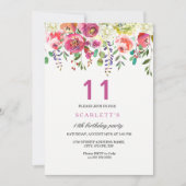 Peach Flowers rose 11e anniversaire Invitation (Devant)