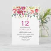 Peach Flowers rose 12e anniversaire Invitation de  (Debout devant)