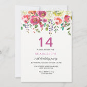 Peach Flowers rose 14e anniversaire Invitation de  (Devant)