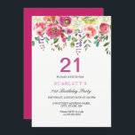 Peach Flowers rose 21ème anniversaire Invitation<br><div class="desc">Peach Flowers rose 21st Birthday Party Invitation Doux Peint à la main Aquarelle Floral Matching collection in Niche and Nest store. Peach Flowers Peonies Rose Aquarelle Clipart Blanc Hydrangea Parfait pour votre fête d'anniversaire</div>