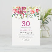 Peach Flowers rose 30th Birthday Party Invitation (Debout devant)