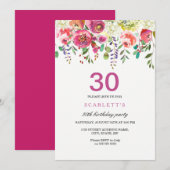 Peach Flowers rose 30th Birthday Party Invitation (Devant / Derrière)