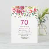 Peach Flowers rose 70th Birthday Party Invitation (Debout devant)