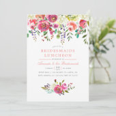 Peach Flowers rose Bridesmaids Luncheon Invitation (Debout devant)
