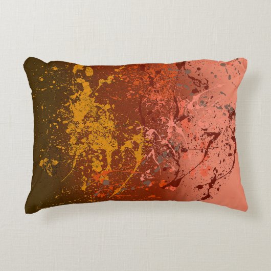 Peach Flurry: Abstract spatter art Accent Kussen (Voorkant)