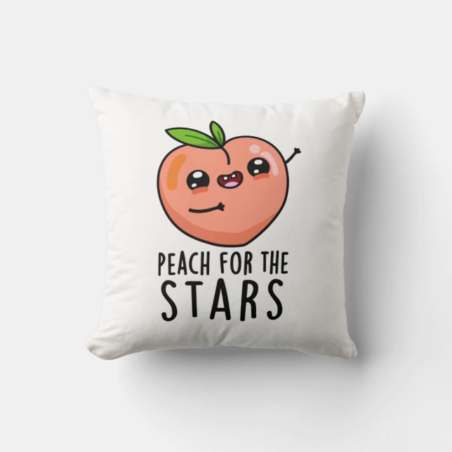 Peach for the Stars Funny Fruit pun Kussen (Voorkant)