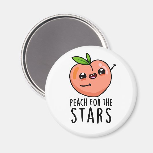 Peach for the Stars Funny Fruit pun Magneet (Voorkant / Achterkant)