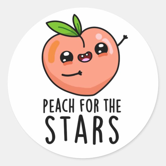 Peach for the Stars Funny Fruit pun Ronde Sticker (Voorkant)