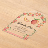 Peach Fruit Arch Wedding Sla de datum op Acryl Uitnodigingen (Laagn)