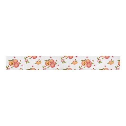 Peach Fruit Flowers Grosgrain Lint (Voorkant)