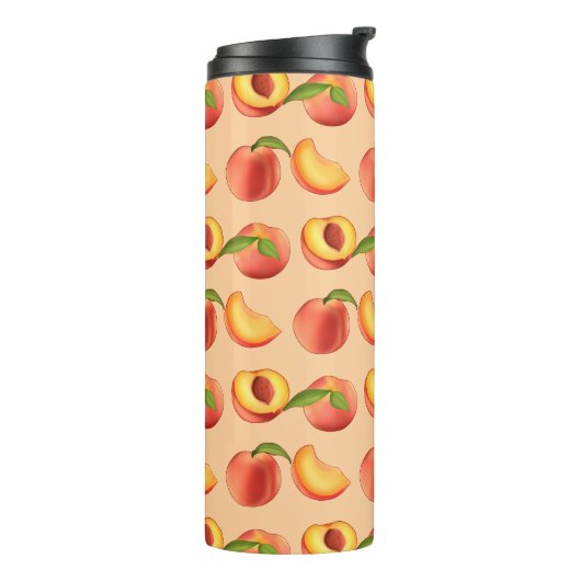 Peach Fruit Patroon Thermosbeker (Gedraaid links)