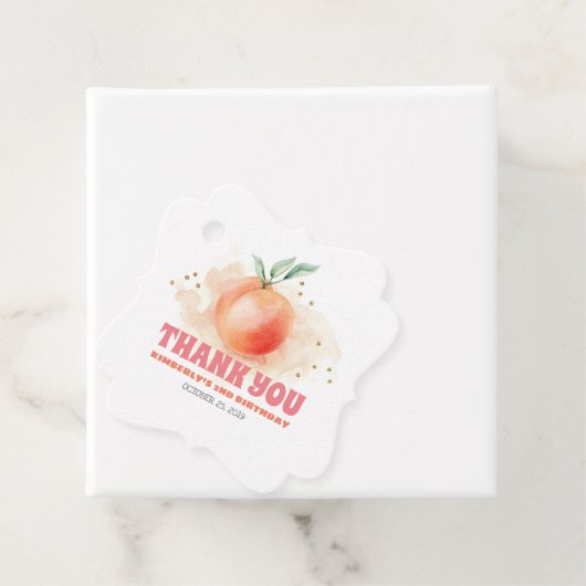 Peach Fruit Verjaardagsfeestje Dank u Bedankjes Labels (In situ)