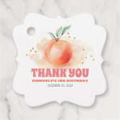 Peach Fruit Verjaardagsfeestje Dank u Bedankjes Labels (Voorkant)