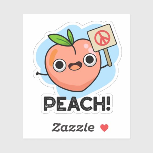Peach Funny Peace Pun Sticker (Vel)