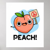 Peach Funny Peace Sign Fruit Pun Poster (Voorkant)