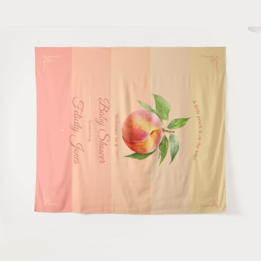 Peach Fuzz Baby shower Achtergrond Wandkleed (Voorkant (horizontaal))