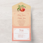 Peach Fuzz Baby shower All In One Uitnodiging (Binnen)