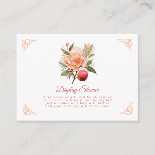 Peach Fuzz Baby shower Display Douche Behuizing CA Informatiekaartje (Voorkant)