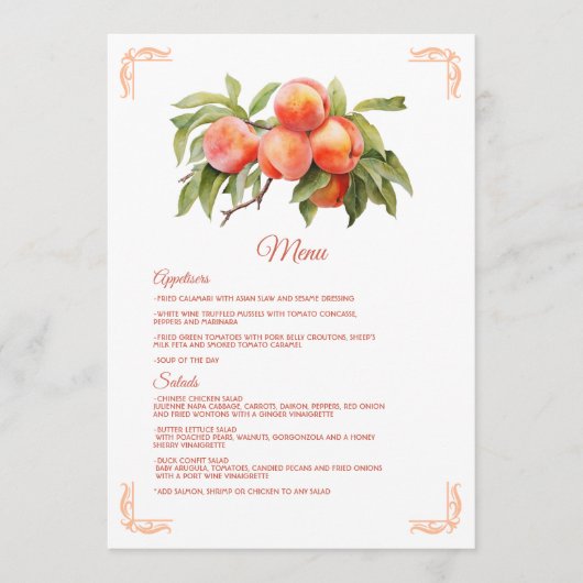 Peach Fuzz Baby shower Menu (Voorkant)