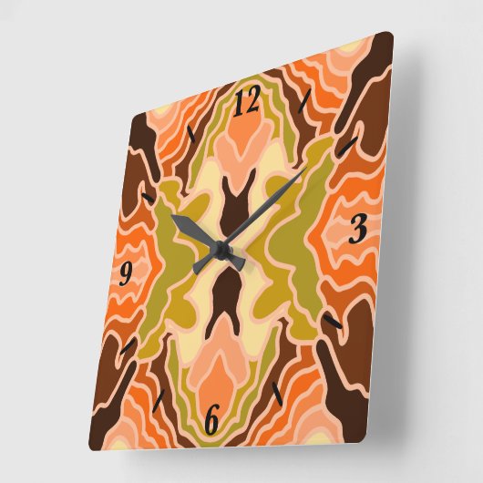 Peach Fuzz Boho Shabby Chique Geometrische Abstrac Vierkante Klok (Hoek)