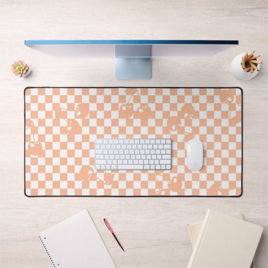 Peach Fuzz Cherry Gingham Pattern Bureaumat (Kantoor 1)