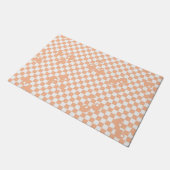 Peach Fuzz Cherry Gingham Pattern Deurmat (Schuin)