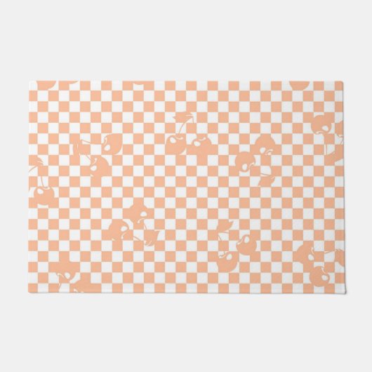 Peach Fuzz Cherry Gingham Pattern Deurmat (Voorkant)