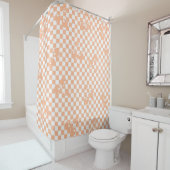 Peach Fuzz Cherry Gingham Pattern Douchegordijn (In situ)