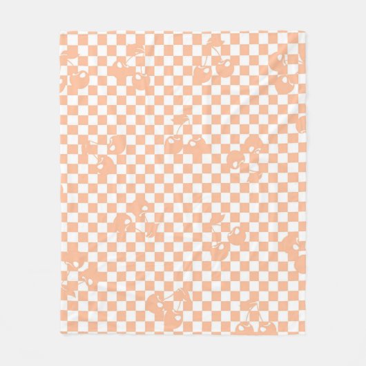 Peach Fuzz Cherry Gingham Pattern Fleece Deken (Voorkant)