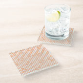 Peach Fuzz Cherry Gingham Pattern Glazen Onderzetter (Schuin)