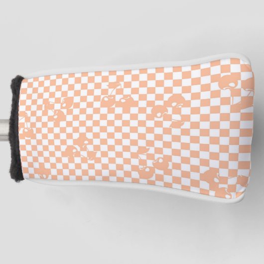 Peach Fuzz Cherry Gingham Pattern Golfheadcover (Voorkant)
