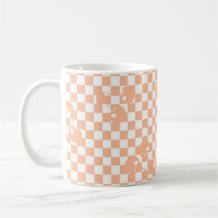 Peach Fuzz Cherry Gingham Pattern Koffiemok