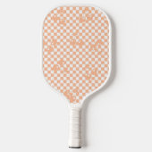 Peach Fuzz Cherry Gingham Pattern Pickleball Paddle (Achterkant)