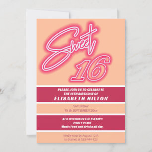 Peach fuzz Cool fun neon roze typografie streep Kaart