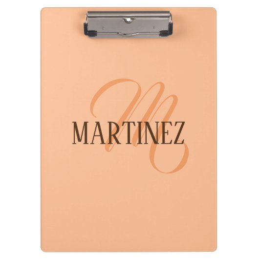 Peach Fuzz Elegante gepersonaliseerde naam Klembord (Voorkant)